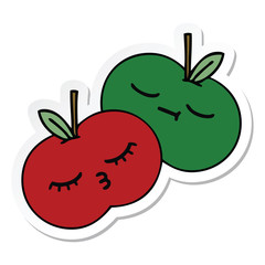 sticker of a cute cartoon juicy apple