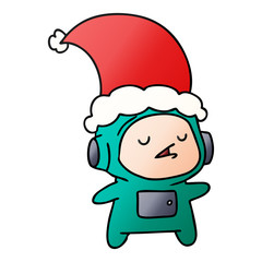 christmas gradient cartoon of kawaii astronaut