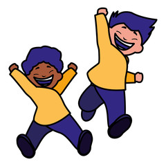 happy interracial boys celebrating