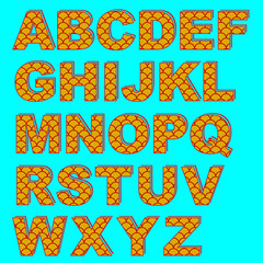 Decorative capital English letters. Saturated fish scale pattern.  © Svetlana Parshakova