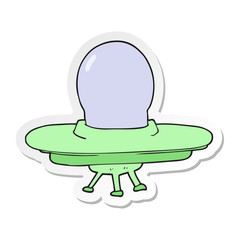 sticker of a cartoon flying saucer