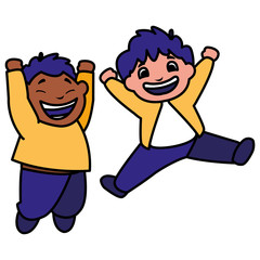 happy interracial boys celebrating