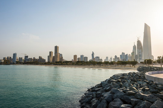 Arabia, Kuwait, Kuwait City, Persian Gulf, beach in the evening light