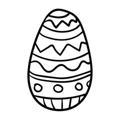 Cartoon, doodle Easter egg with ornament isolated on white background. Vector illustration. 