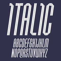 Modern alphabet folded of paper tape. Italic font