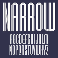 Trendy alphabet folded of paper tape. Italic font