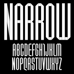 Alphabet folded of paper tape. Font narrow, capital letters in flat style.
