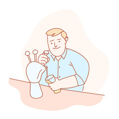 Bartender pouring draft beer in the glass