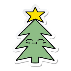 sticker of a cute cartoon christmas tree