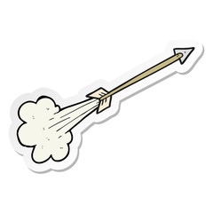 sticker of a cartoon flying arrow