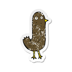 retro distressed sticker of a funny cartoon bird