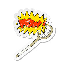 retro distressed sticker of a cartoon tennis racket