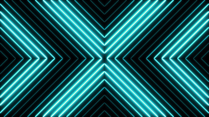Blue cross pattern. Neon lights concept. Abstract graphic background. 3d illustration. Shinning bright texture.
