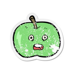 retro distressed sticker of a cartoon shiny apple