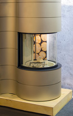 Modern bio fireplot fireplace on ethanol gas. Smart ecological alternative technologies. Interior...