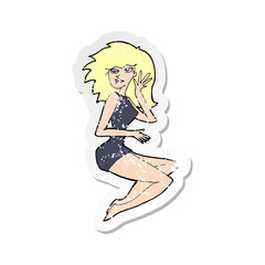 retro distressed sticker of a cartoon sexy woman