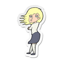 sticker of a cartoon woman making photo face