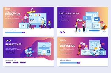 Modern flat set of effective website designs. Template of web page design for website illustration. Concepts of web page design. Vector mobile development layout modern