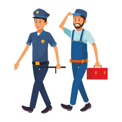policeman and worker