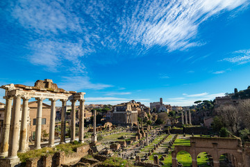 Fototapeta na wymiar Forum of Caesar in Rome, Italy. Architecture and landmark of Rome. Antique Rome