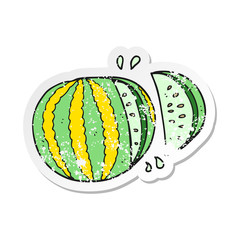 retro distressed sticker of a cartoon watermelon