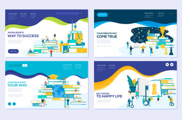 illustration of education, consulting, college, education app modern vector concepts. Set of web page design templates. Banners website and mobile website development