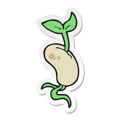 sticker of a cartoon sprouting seed
