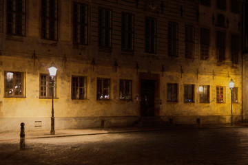 Facade with lit street lighting © Björn Kristersson