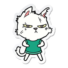 sticker of a tough cartoon cat