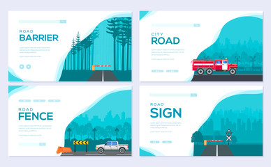 Traffic light day. Urban sign  brochure card set. Road transportation template of flyear, web banner, ui header, enter site. Layout invintation modern slider