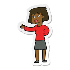 sticker of a cartoon woman explaining