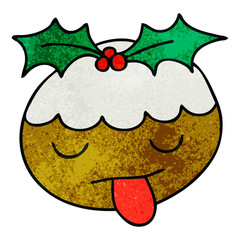 quirky hand drawn cartoon christmas pudding