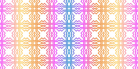 Modern Traditional Geometric Seamless Pattern. Decorative Texture For Wallpaper, Invitation, Fabric. Vector Illustration. Rainbow neon Color.