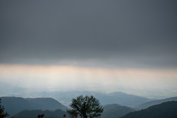 A coming storm above the city of Rieti seen from the mountain Terminillo
