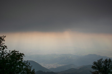 A coming storm above the city of Rieti seen from the mountain Terminillo