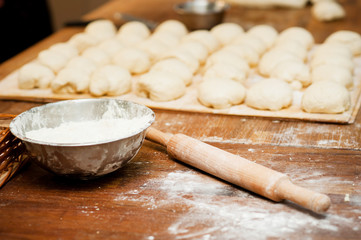 rolling dough for lying on the table