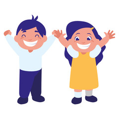 happy fat kids celebrating characters