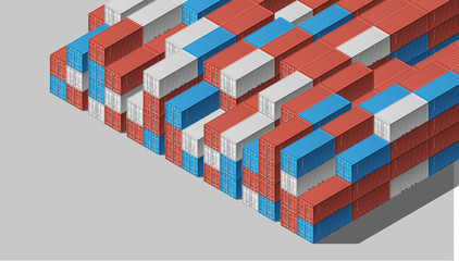 Colorful Shipping Cargo Containers for Logistics and Transportation on Sky Background