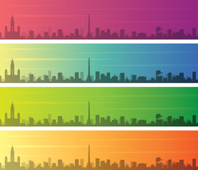 Caracas Multiple Color Gradient Skyline Banner