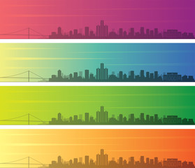Fototapeta premium Detroit Multiple Color Gradient Skyline Banner