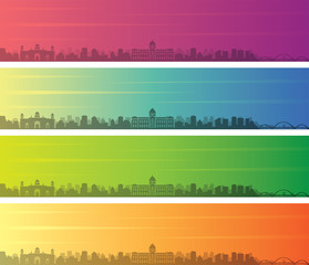 Dhaka Multiple Color Gradient Skyline Banner