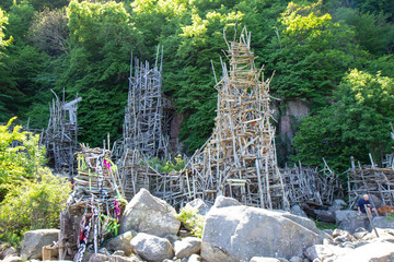 Nimis , a structure made of 75 tonnes of driftwood, Sweden