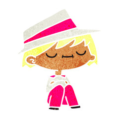 retro cartoon of a cute kawaii person