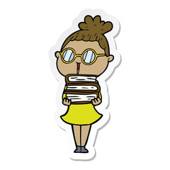sticker of a cartoon woman wearing spectacles