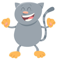 happy gray cat cartoon animal character