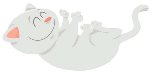 happy white cat cartoon animal character