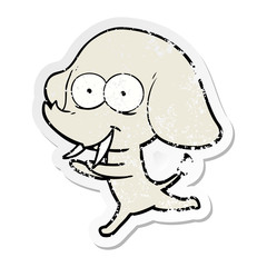 Obraz premium distressed sticker of a happy cartoon elephant