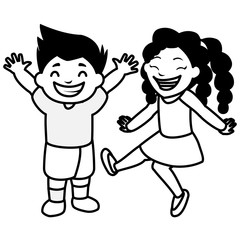 happy fat kids celebrating characters