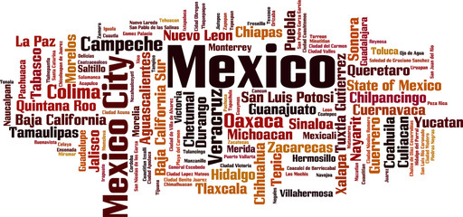 Cities in Mexico word cloud