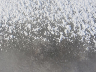 Abstract winter frosty texture background: Surface of the frozen ice, covered with frosty ice...